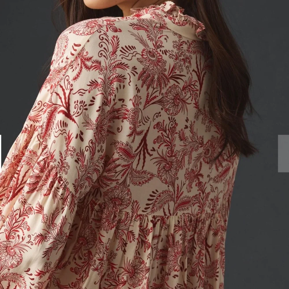 Anthropologie Tie-Front Peasant Blouse size M - Picture 4 of 8